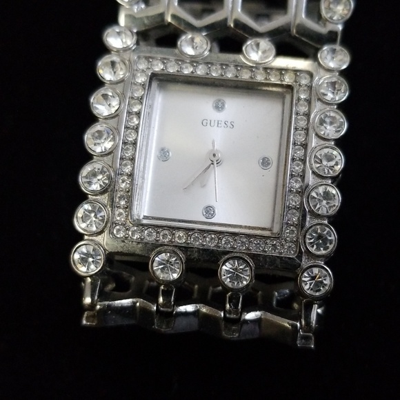 Guess  silver with stones rectangular watch, water - Picture 2 of 4
